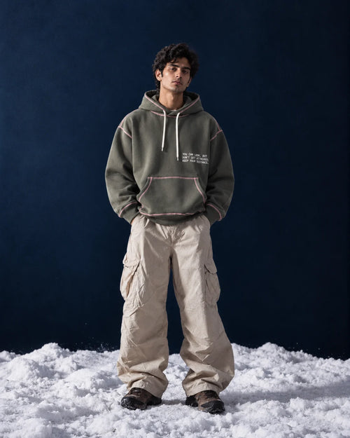 Can Look Contrast Stitch Hoodie