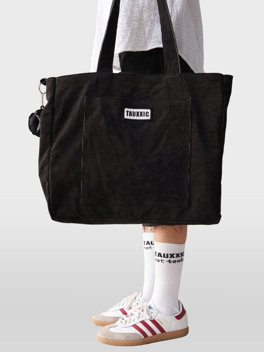 Black Corduroy Tote BagTauxxic