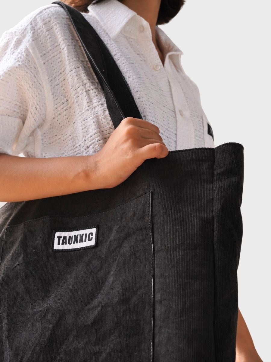 Black Corduroy Tote BagTauxxic