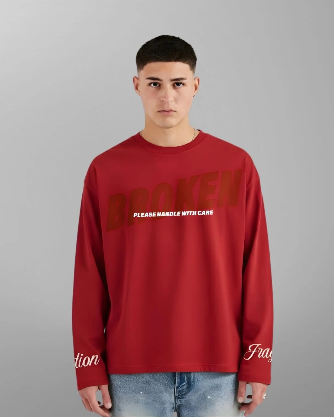 Broken Boxy Long Sleeve - Red