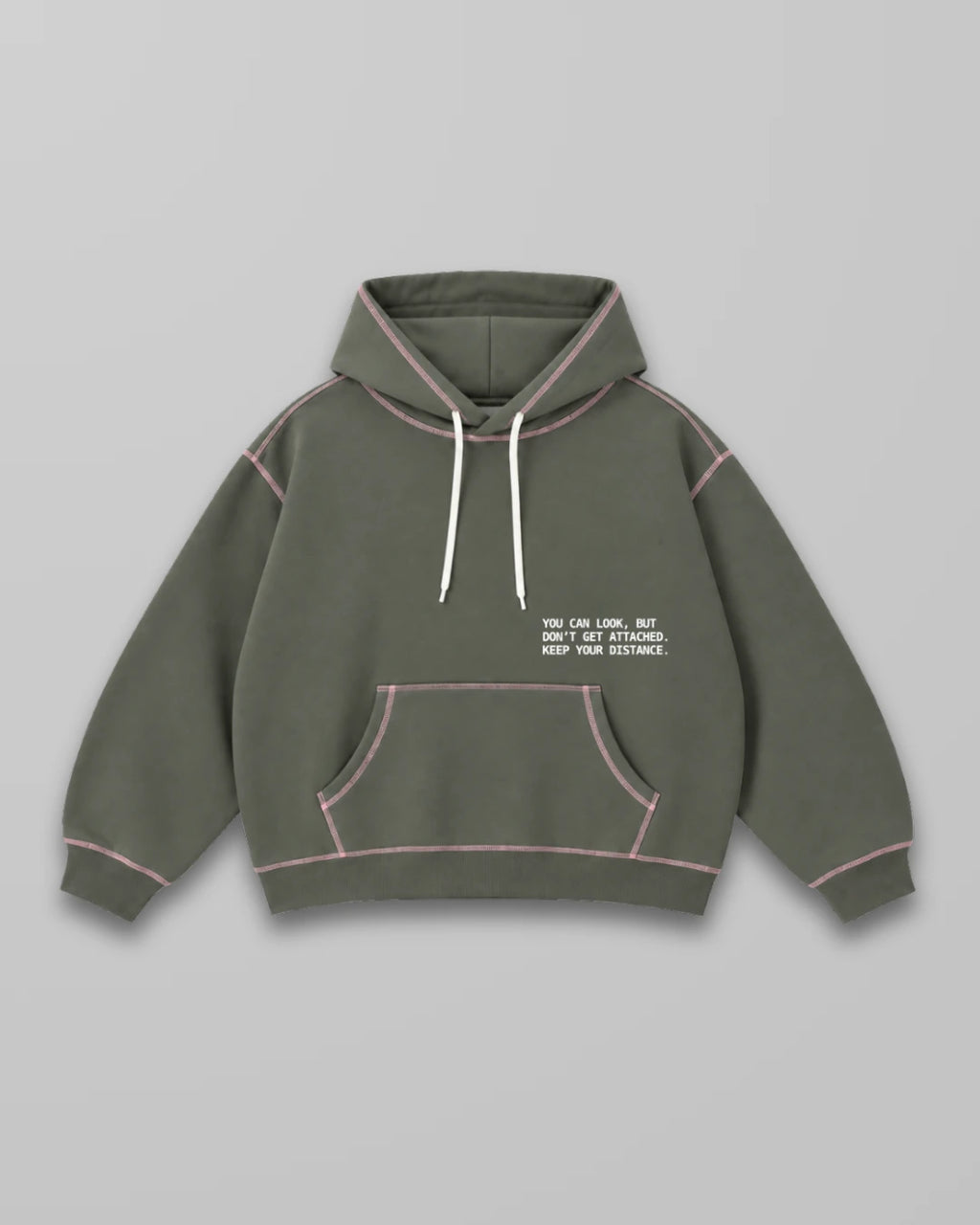 Can Look Contrast Stitch Hoodie