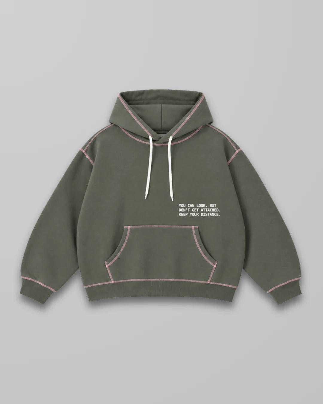 Can Look Contrast Stitch Hoodie