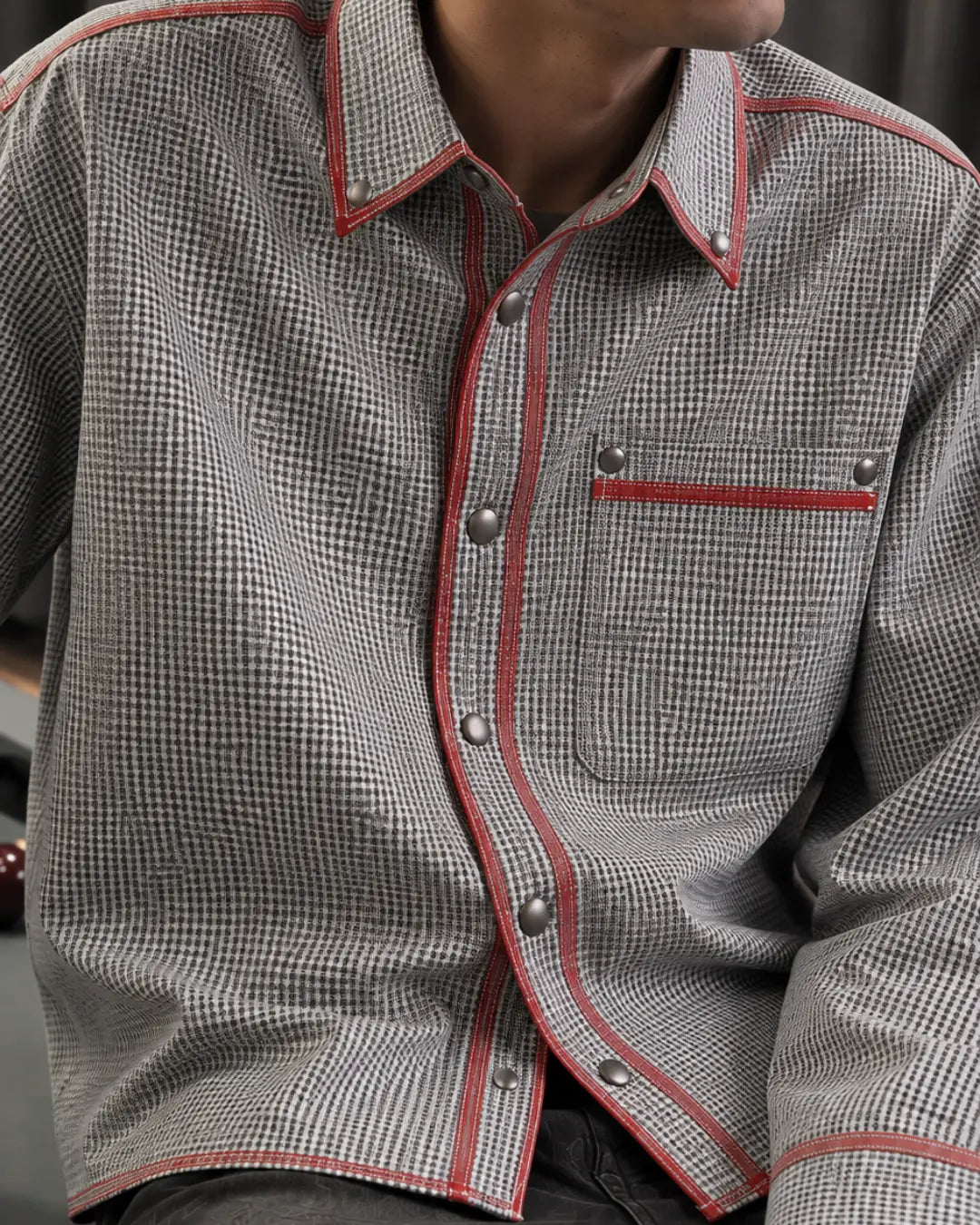 Contrast Stitch Gingham Shirt