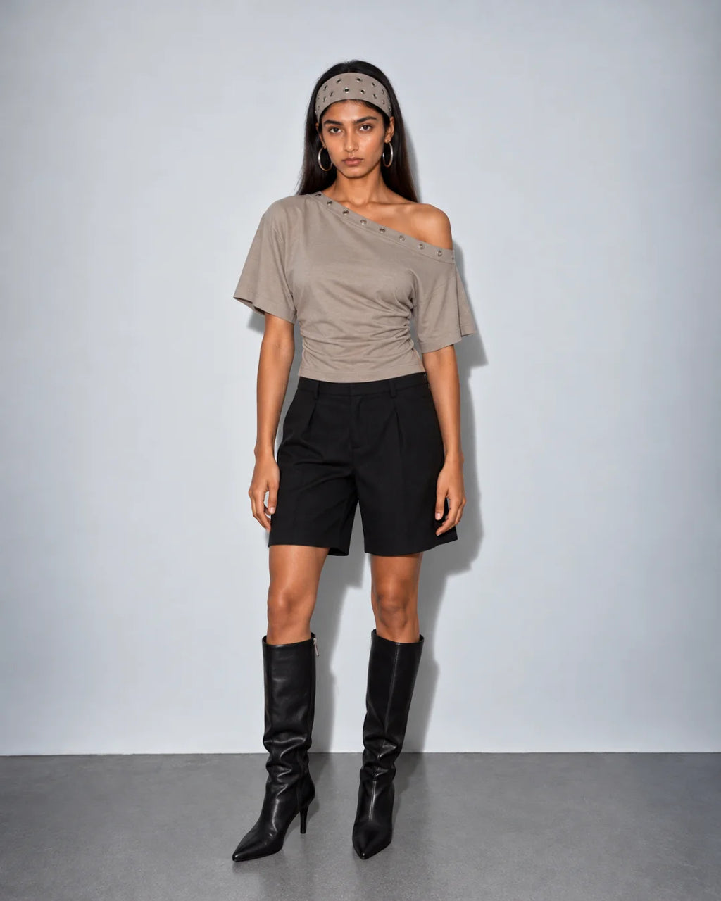 One Shoulder Eyelet Top