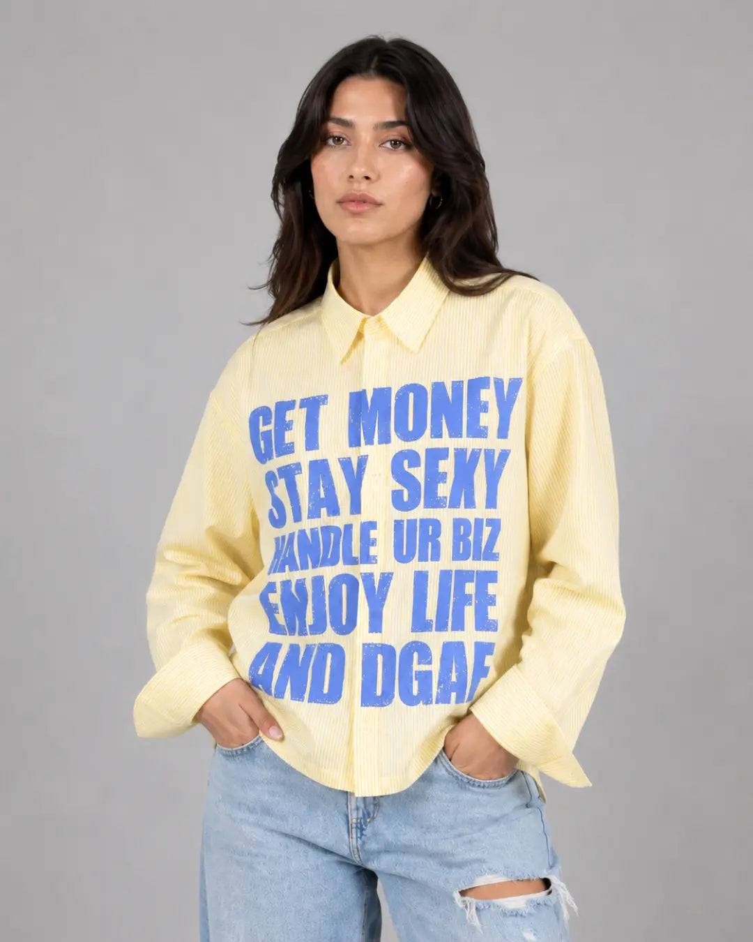 Stay Sexy Yellow Striped Shirt