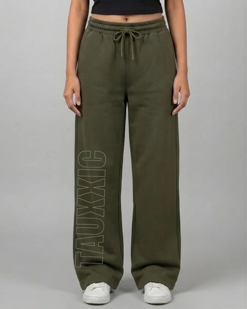 Straight Fit Track Pants - OliveTauxxic